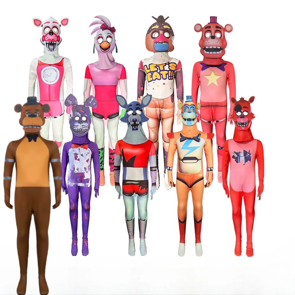 FNAF Halloween-Kostüm für Kinder Five Nights at Freddy's Overall Cosplay Nightmare Bonnie Fnaf Freddy Anime Weihnachtsgeschenk für Kinder Image