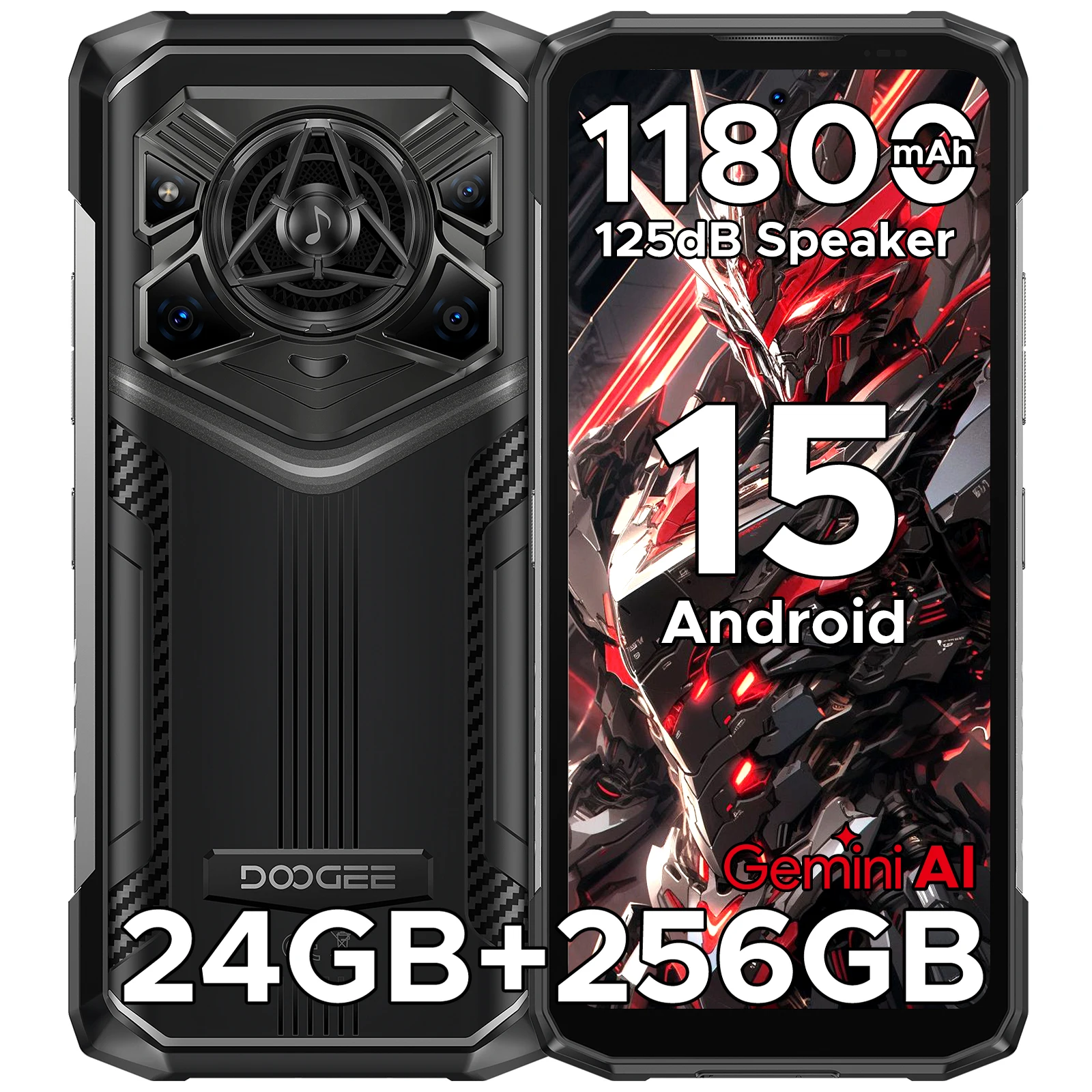 DOOGEE Blade20 Pro Outdoor-Smartphone 125dB Lautsprecher Gemini AI 11800mAh Akku 6,6'' Display Android 15 Globale Version Smartphone NFC