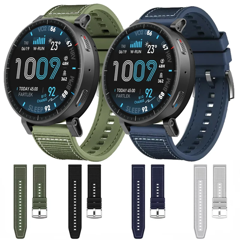 22mm Nylon-Silikon-Gewebeband für Amazfit Active Max Sportband für Amazfit Balance 2/T-Rex 3Pro 48mm/GTR 4 3 2 47mm/Bip 6 5 Image