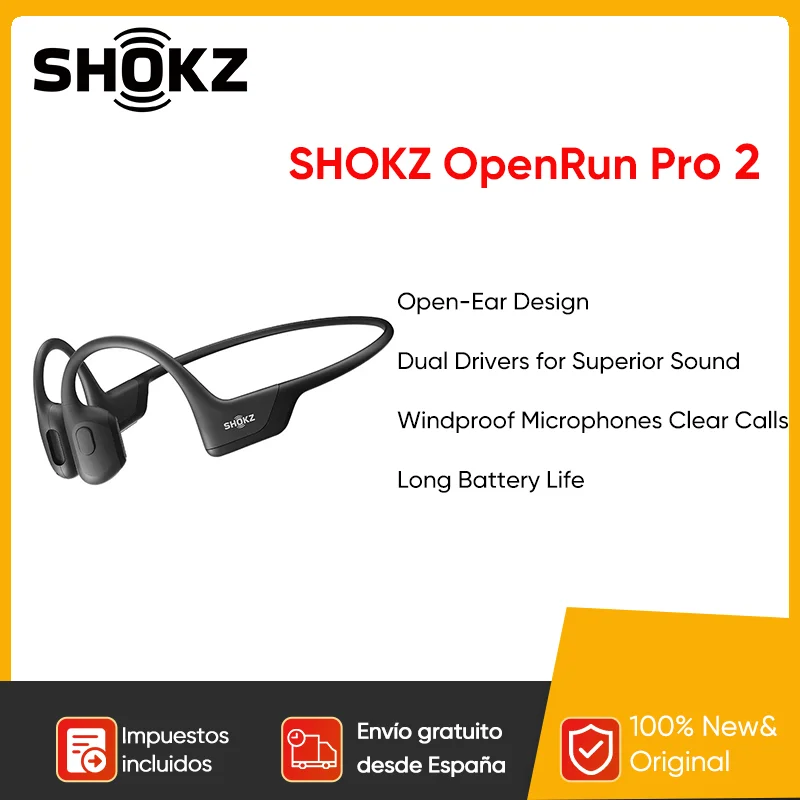 Neue SHOKZ OpenRun Pro 2 S820 Musik-Sportkopfhörer Knochenleitungs-Wireless-Bluetooth 5.3 Ohrhörer IP55 Wasserdicht 12h Akkulaufzeit Image
