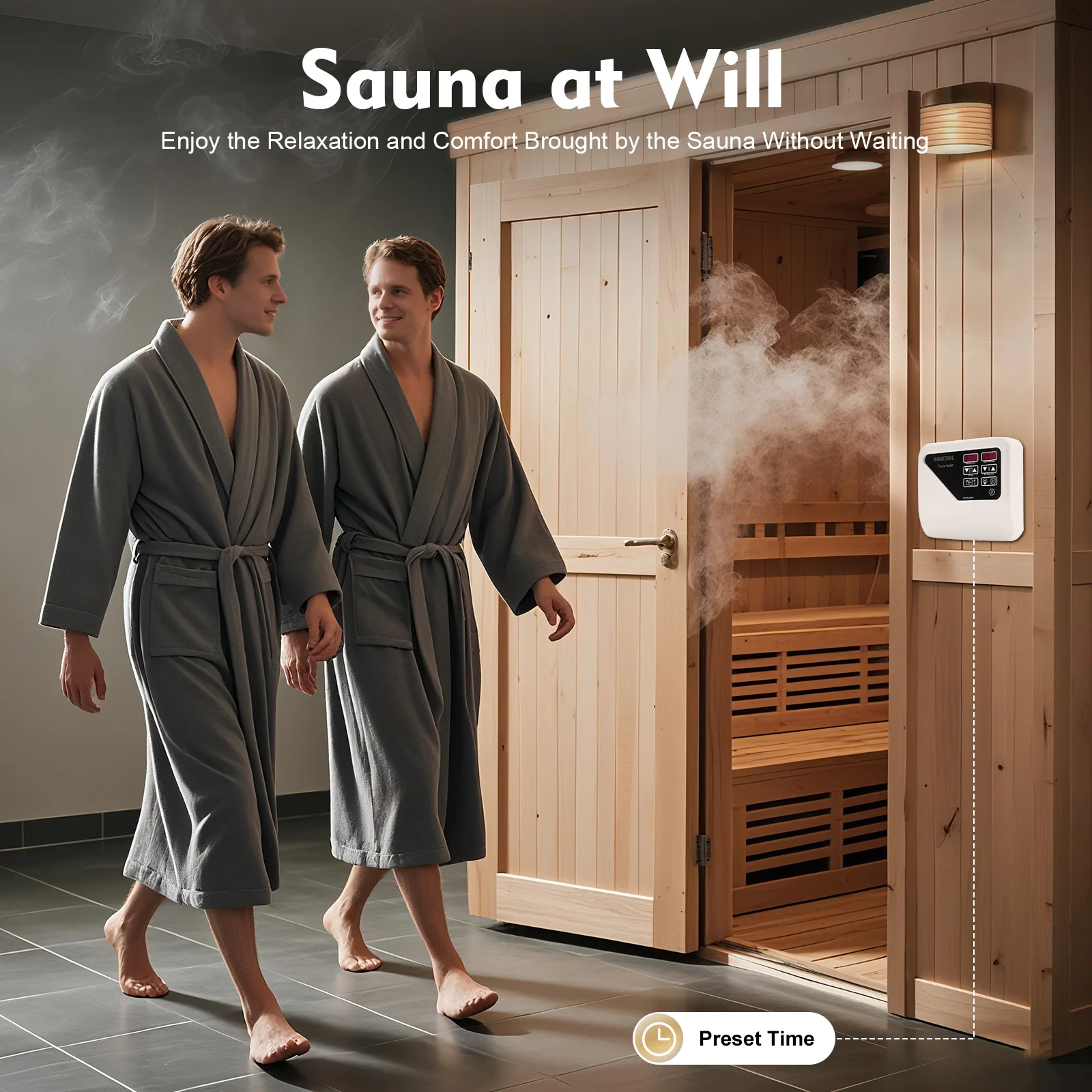 3-9KW Digitaler Saunaofen-Controller mit Einstellbarer Temperatur, Wandmontierter Dampfgenerator für Heimsauna Image