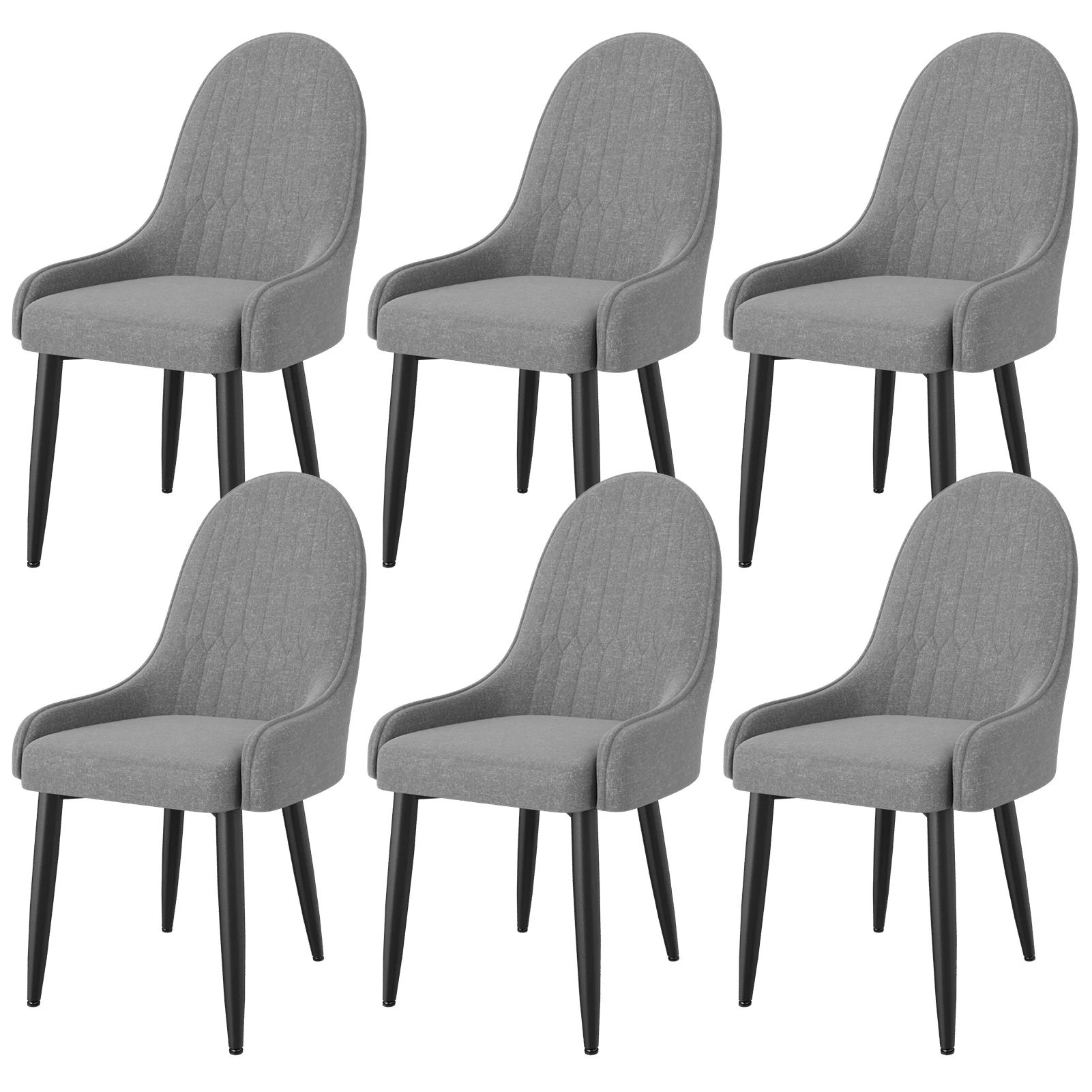 Möbel Esszimmerstühle im 6er-Set, moderne Küchenstühle aus gepolstertem Stoff, Esstischstühle mit hoher Rückenlehne und Metall Image