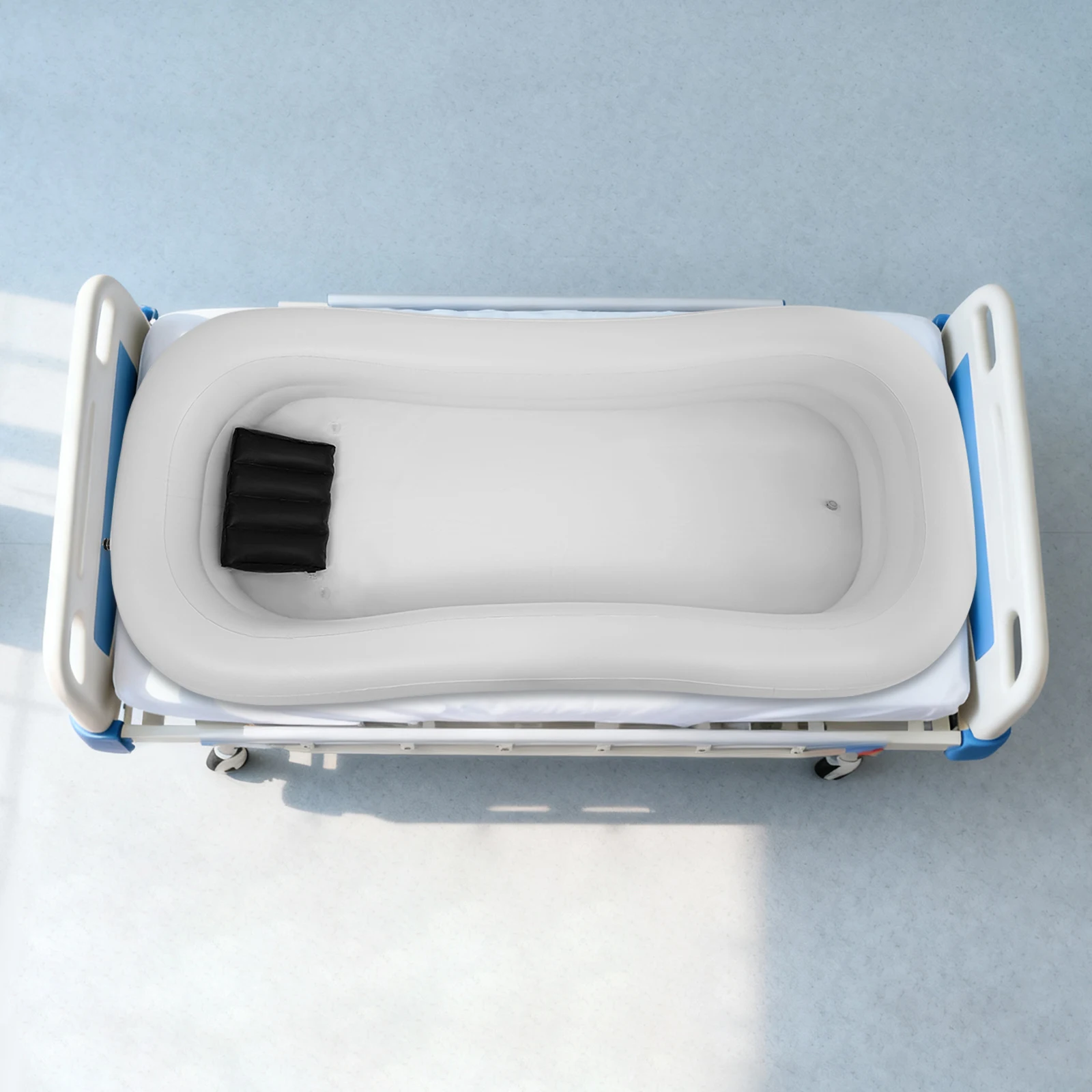 Rechteckige PVC-Aufblasbare Badewanne mit Zweistufigem Design, 2 Kissen, 130W Elektrische Luftpumpe, 10L Wasserbeutel mit Handbrause Image