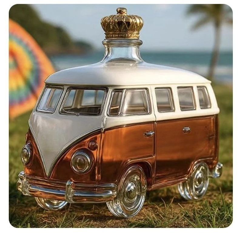 Bus-förmige Whisky-Leerflasche Glasflasche Dekanter Dekoration Sektflasche Behälter Image