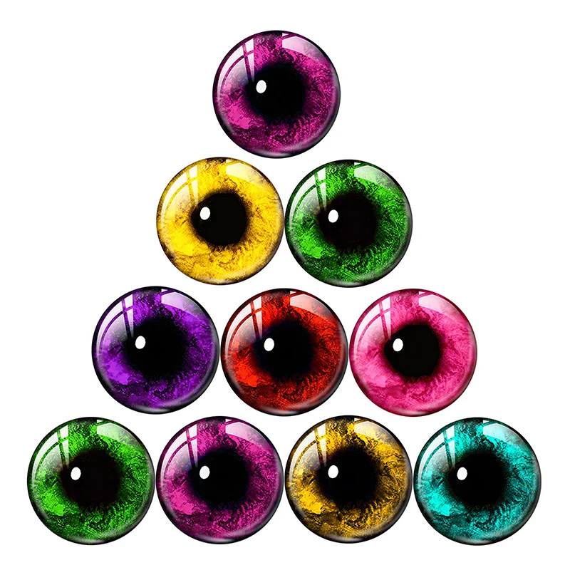 8–40 mm Foto-Glas-Cabochon-Muster, rund, bunt, DIY-Schmuckzubehör, Ölgemälde, Augen für Halsketten und Armbänder Image
