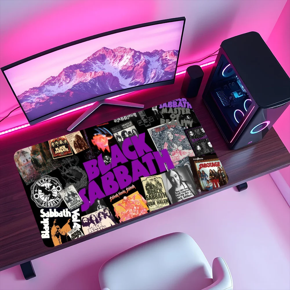 Schweres schwarzes Mauspad aus Metall, rutschfest, mit Lockedge-Funktion, für Büro, Studenten, Gaming, verdickt, hart, groß, Rock S-Sabbath, Schreibunterlage, Mauspad Image