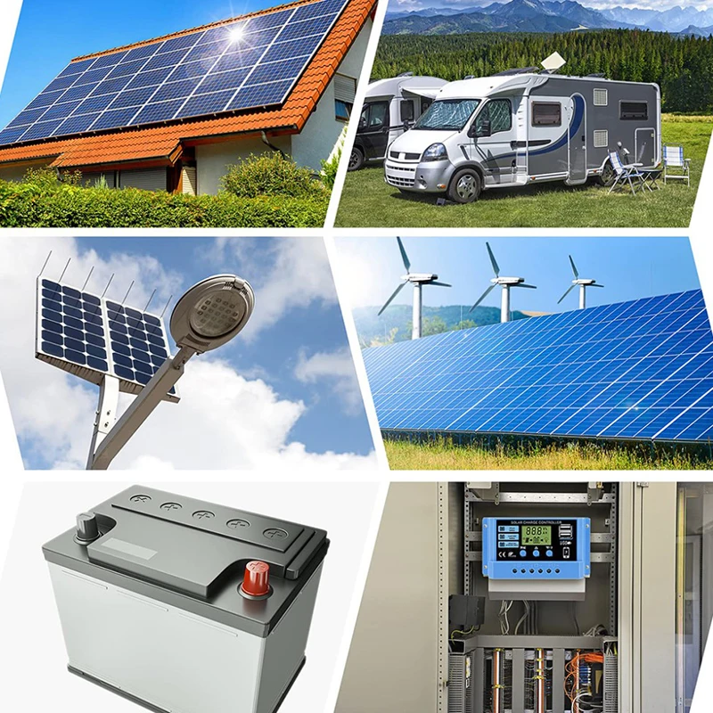 30A 20A 10A Solar-Laderegler 12V 24V Auto-Solarpanel-PV-LCD-Controller für Blei-Säure-Batterie, Lithium-Batterie, Dual-USB Image