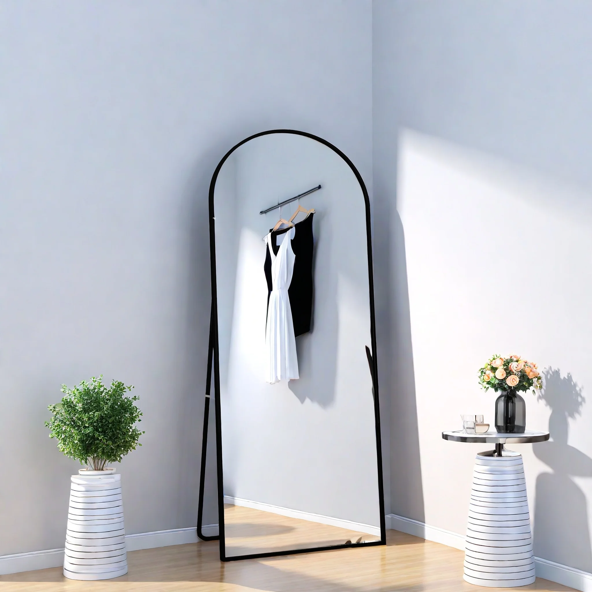 Anajqaqia 180×80cm Ganzkörperspiegel, Standspiegel, Großer HD-Standspiegel mit Metallrahmen, mit verstärktem Glas, Wandspiegel Image