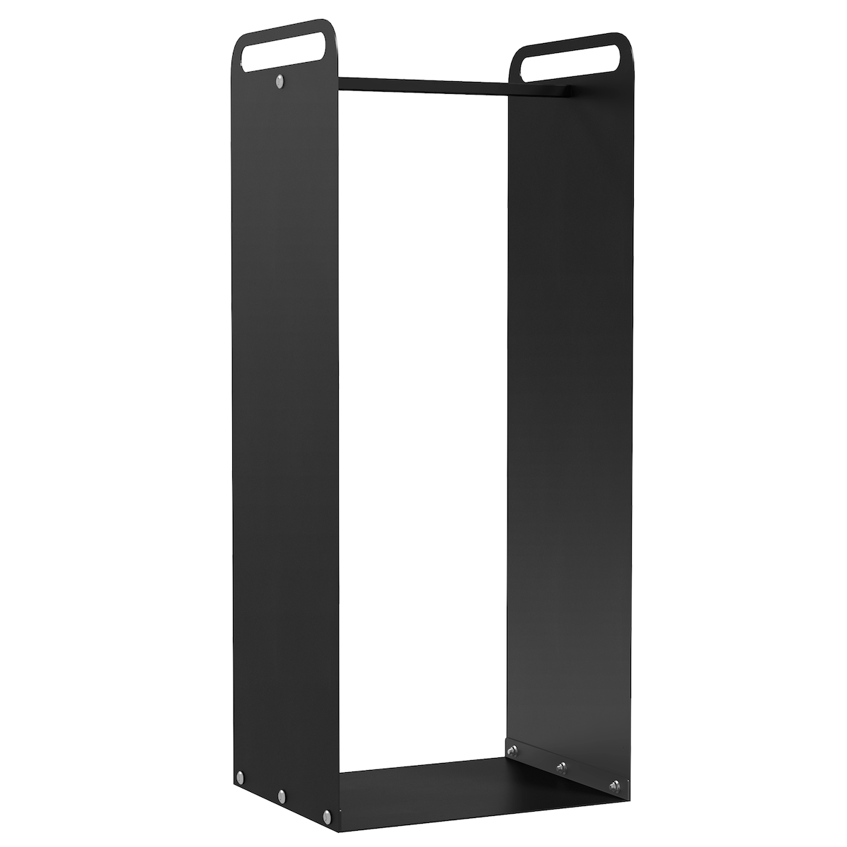 OKWISH Kaminholzregal aus Stahl 37x30x90 cm Schwarz mit Griffen tragbar pulverbeschichtet für Indoor und Outdoor platzsparend bis 30 kg