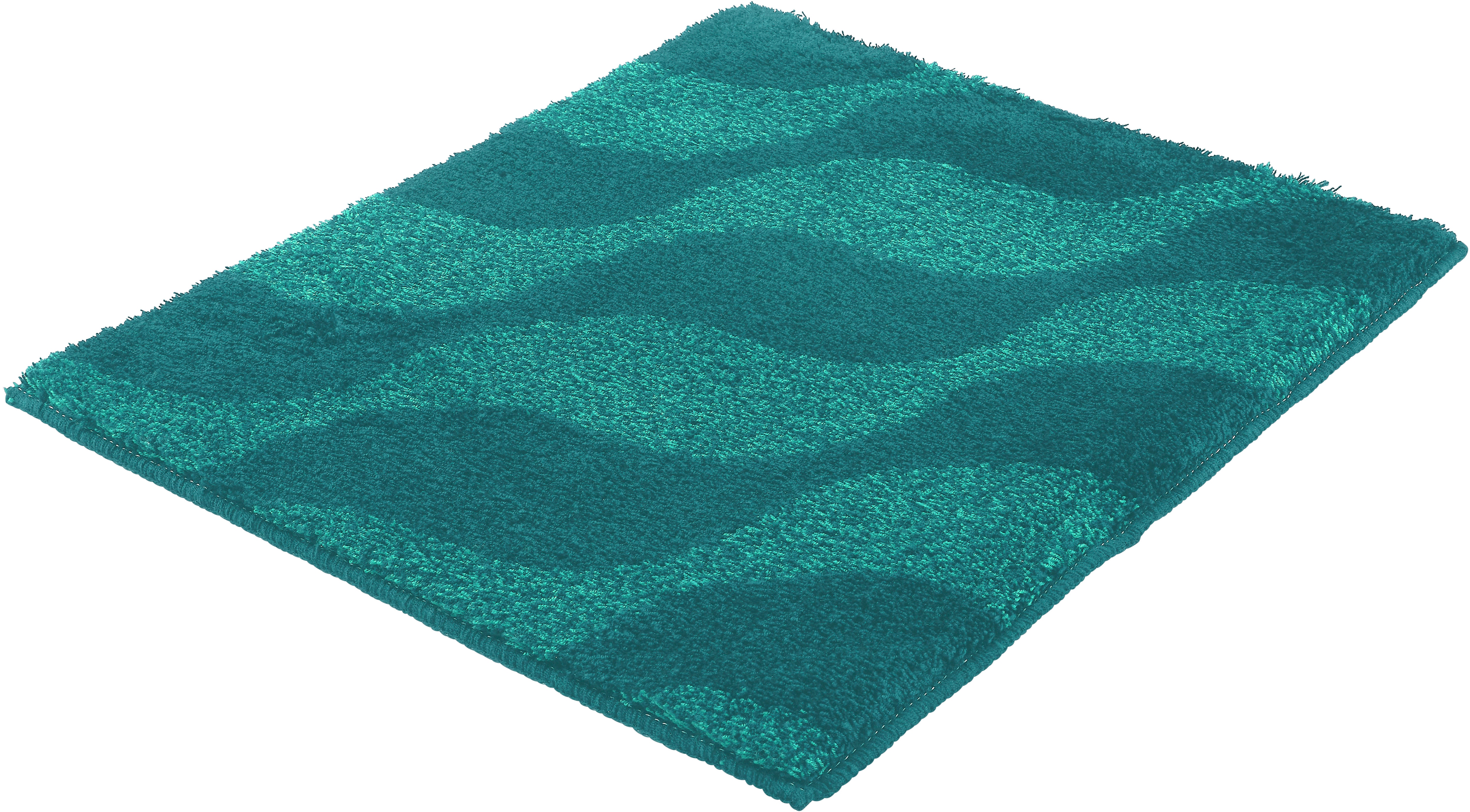 Badematte KLEINE WOLKE "»Onda«", petrol, H:15mm, Polyacryl, Badematten, Badematte, Badteppich, modernes Ton in Ton Wellendesign, flauschig Image