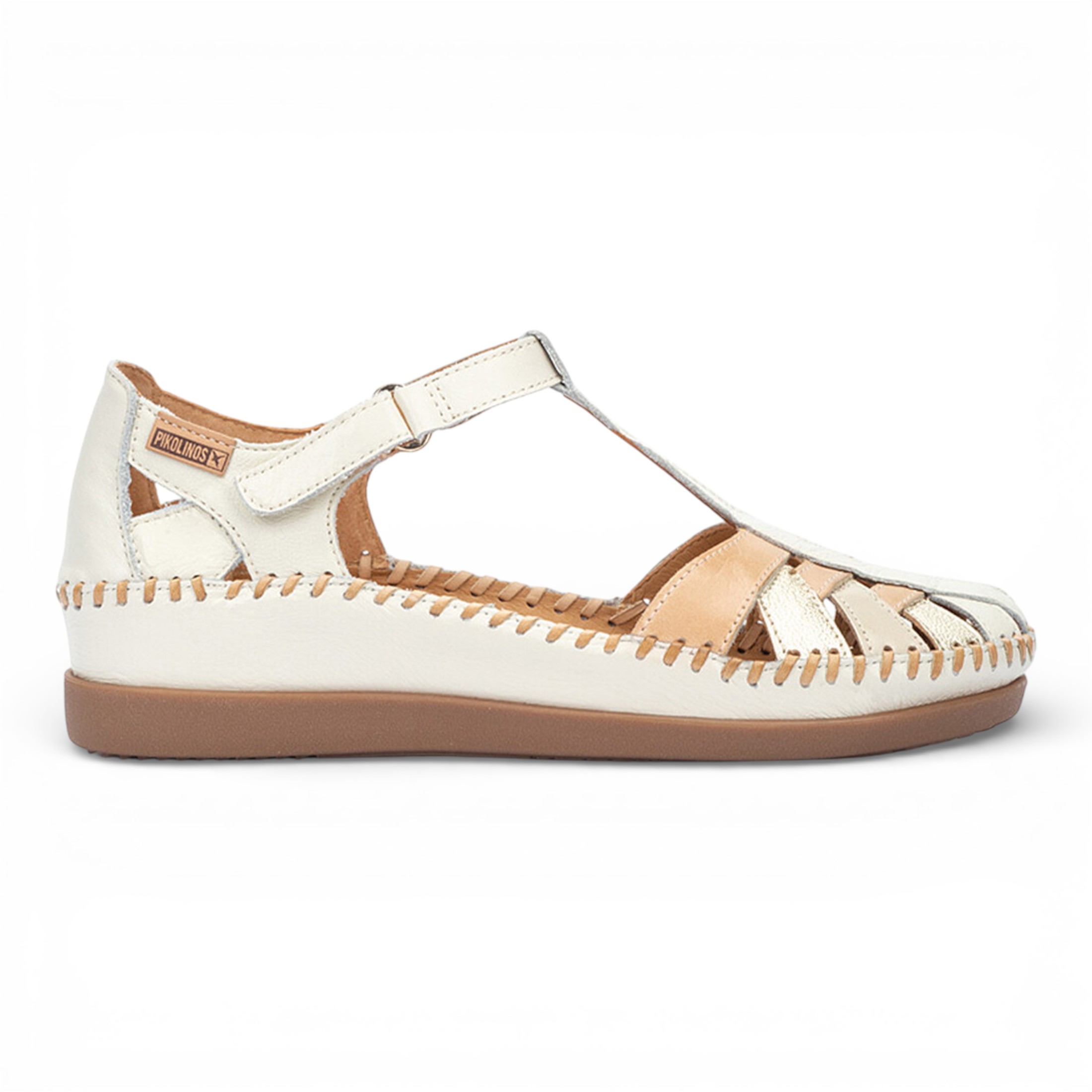 Pikolinos Damen-Keilsandalen aus weißem Leder - Cadaques