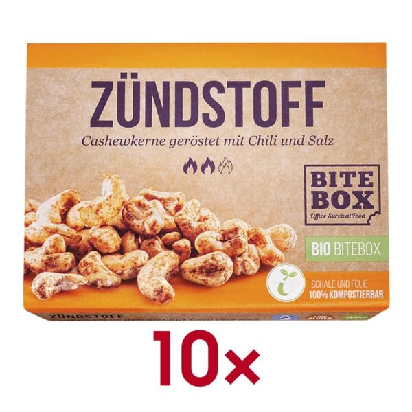 BiteBox 10x Bio Cashewkerne mit Chili »Zündstoff« 65 g Image