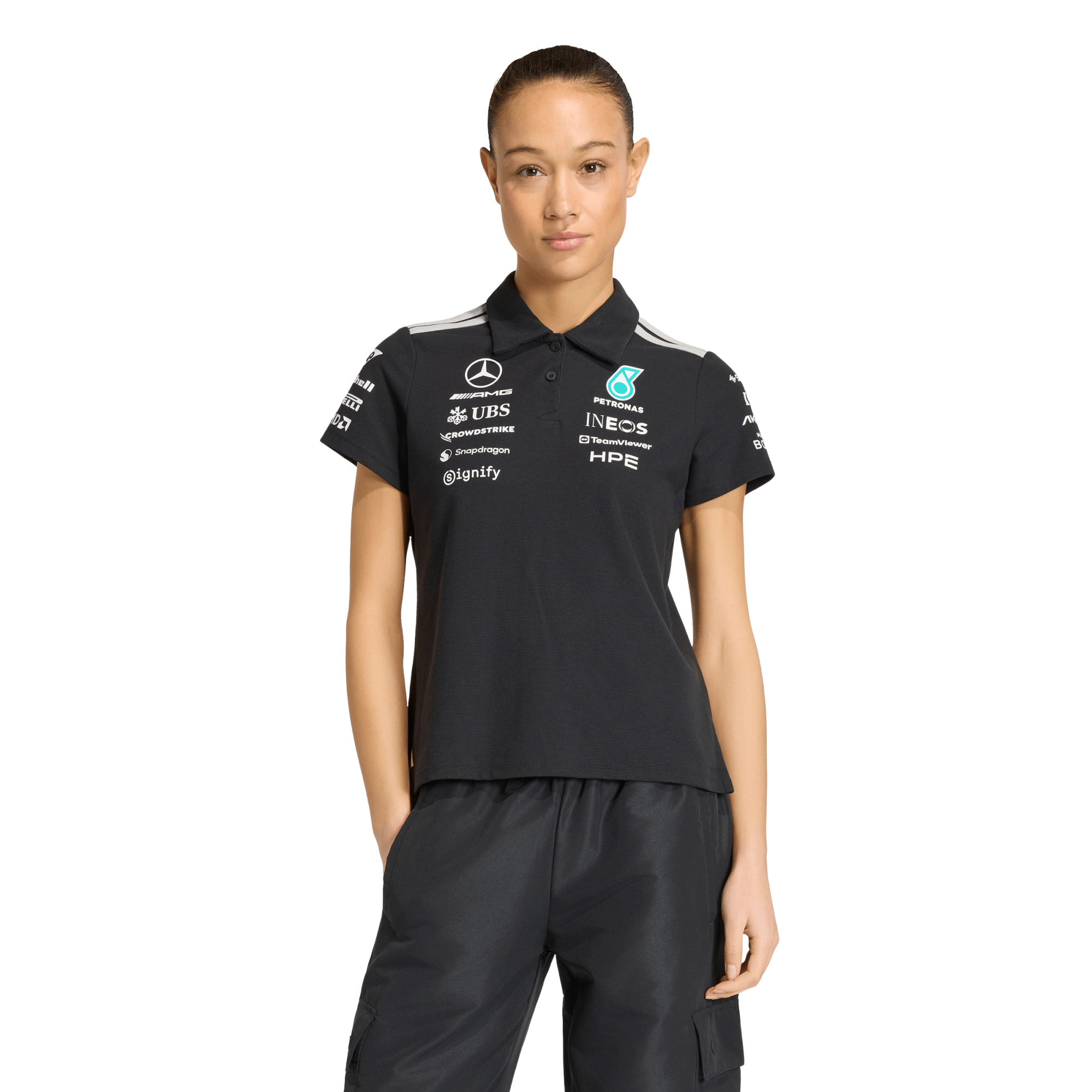 Mercedes AMG Petronas adidas F1 2026 Team Polo – Schwarz – Damen