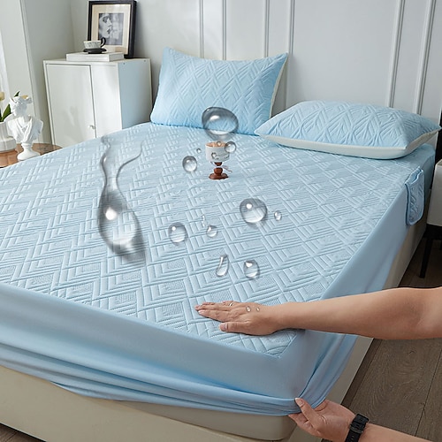 Wasserdichter Matratzenschoner, gesteppter, verdickter Einzelbettbezug, wasserdichter Urinschutz für Matratzen Image