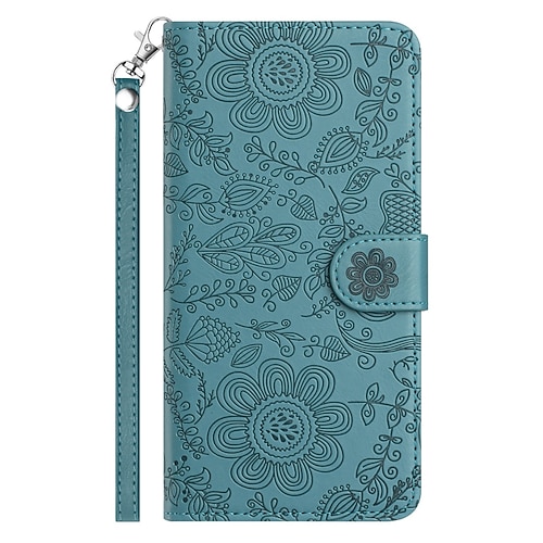 Handy Hülle Handyhüllen Für Samsung Galaxy S26 Ultra Plus S25 S24 S23 S24 FE S22 S21 Ultra Plus A55 5G A35 5G A25 Brieftaschenhülle Mit Handgelenkschlaufe Ständer Warm Blumendruck TPU PU-Leder Image