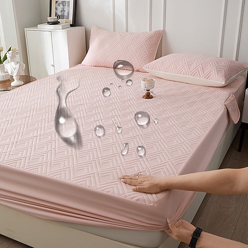 Wasserdichter Matratzenschoner, gesteppter, verdickter Einzelbettbezug, wasserdichter Urinschutz für Matratzen Image