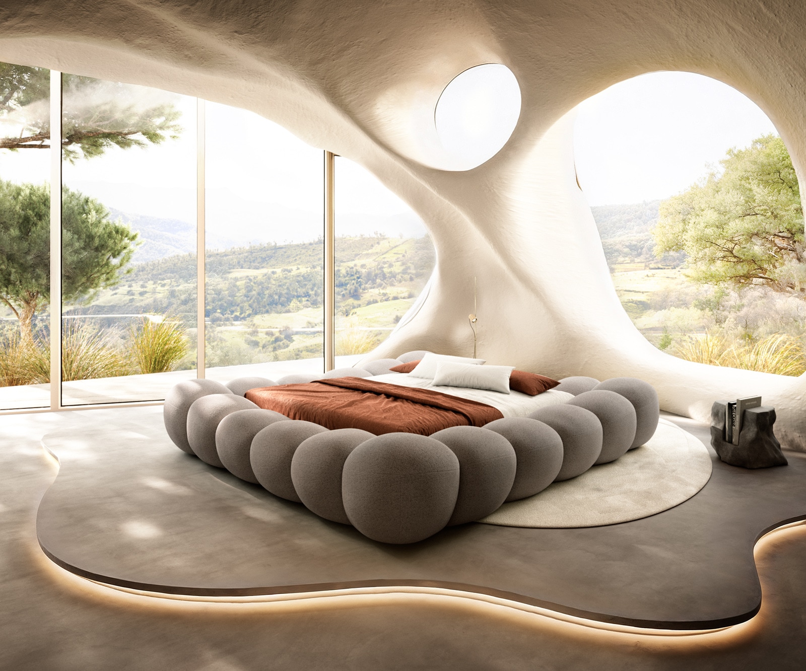 DELIFE Polsterbettgestell Perlla 180x200 cm Strukturstoff Soft Taupe, Polsterbetten Image