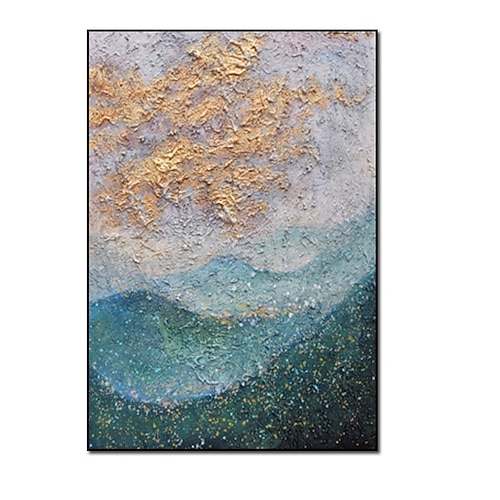 handgemachtes handgemaltes Ölgemälde Wandkunst Gold grüner Berg Dekoration Hauptdekoration Dekor Leinwand Gemälde für Wohnzimmer Image