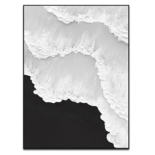 Handgemachtes handgemaltes Ölgemälde Wandkunst Abstraktes Weiß Schwarz Grau Malerei Dekoration Heimtextilien Dekor Leinwand Gemälde für Wohnzimmer Image