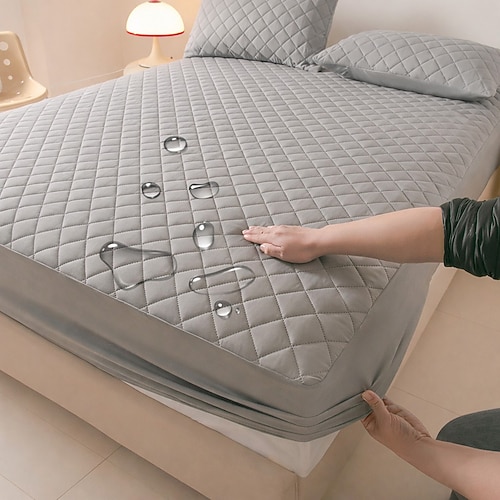 Wasserdichter Matratzenschoner, gesteppt, vollständig abdeckend, staubdichter Bettbezug, weicher und bequemer Matratzenbezug für ganzjährigen Schutz Image