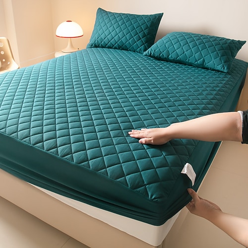 Wasserdichter Matratzenschoner, gesteppt, vollständig abdeckend, staubdichter Bettbezug, weicher und bequemer Matratzenbezug für ganzjährigen Schutz Image