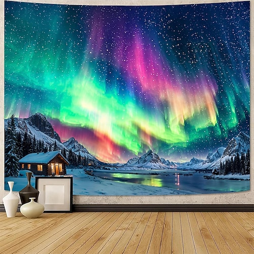 Wandteppich mit tiefblauem und violettem Galaxiennebel-Motiv, sternenklarem Nachthimmel, Weltraum, ätherischem Leuchten – kosmischer Wandbehang für Schlafzimmer, Wohnzimmer oder Studentenwohnheim, Image
