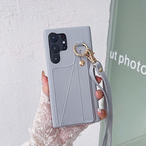 Handy Hülle Handyhüllen Für Samsung Galaxy S26 Ultra Plus S25 S24 S23 S22 Plus Ultra S23 FE A14 A34 A54 A24 Rückseite Mit Ständer mit Trageriemen Kartenfach Retro TPU PU-Leder Image