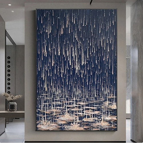 abstraktes regnerisches Stadtbild Ölgemälde Regenwassertropfen handgefertigt gemalte Wandkunst auf Leinwand moderne Wohnkultur Geschenk gerollte Leinwand kein Rahmen ungedehnt Wohnzimmer Image