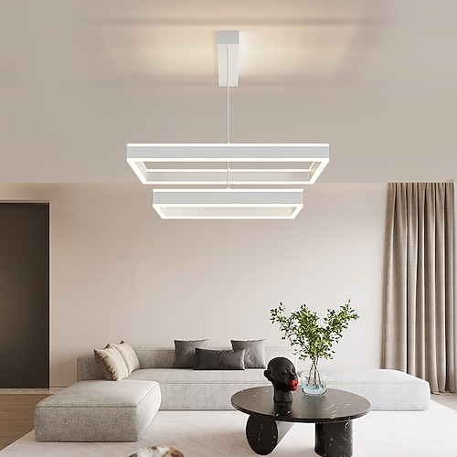 80 cm LED Pendelleuchte Kronleuchter geschichtet moderne Luxus nordische Lampen quadratisches Wohnzimmer Image