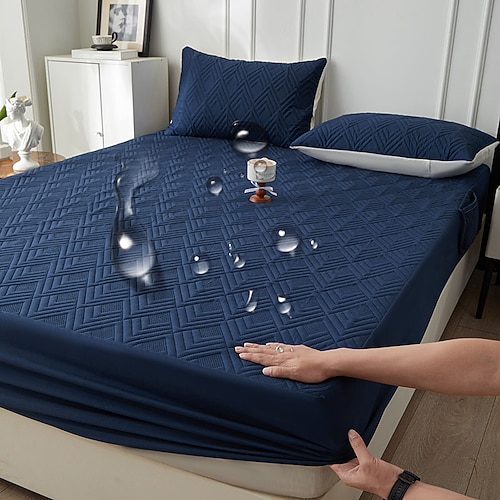 Wasserdichter Matratzenschoner, gesteppter, verdickter Einzelbettbezug, wasserdichter Urinschutz für Matratzen Image