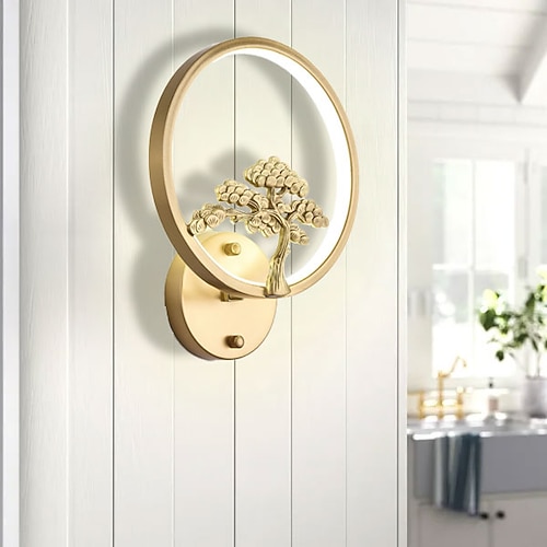 led wandleuchten dimmbar kreis design kupfer innenwandleuchten für schlafzimmer badezimmer flur tür treppe 110-240v Image