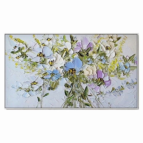 Handgefertigtes, handgemaltes Ölgemälde, Wandkunst, bunte Blumen, Leinwand, Heimdekoration, Dekor, gerollte Leinwand, kein Rahmen, ungedehnt Image