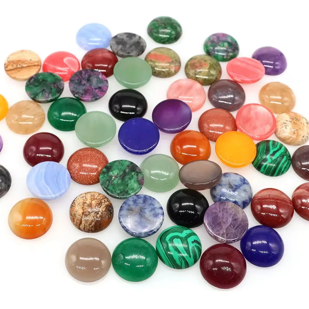 5 pz/lotto Pietra Naturale Cabochon Perline 6/8/10/12/14/16/18/20/25mm Rotondo Parte Posteriore Piana Cabochon Cammeo Per Anello Fai Da Te creazione di gioielli