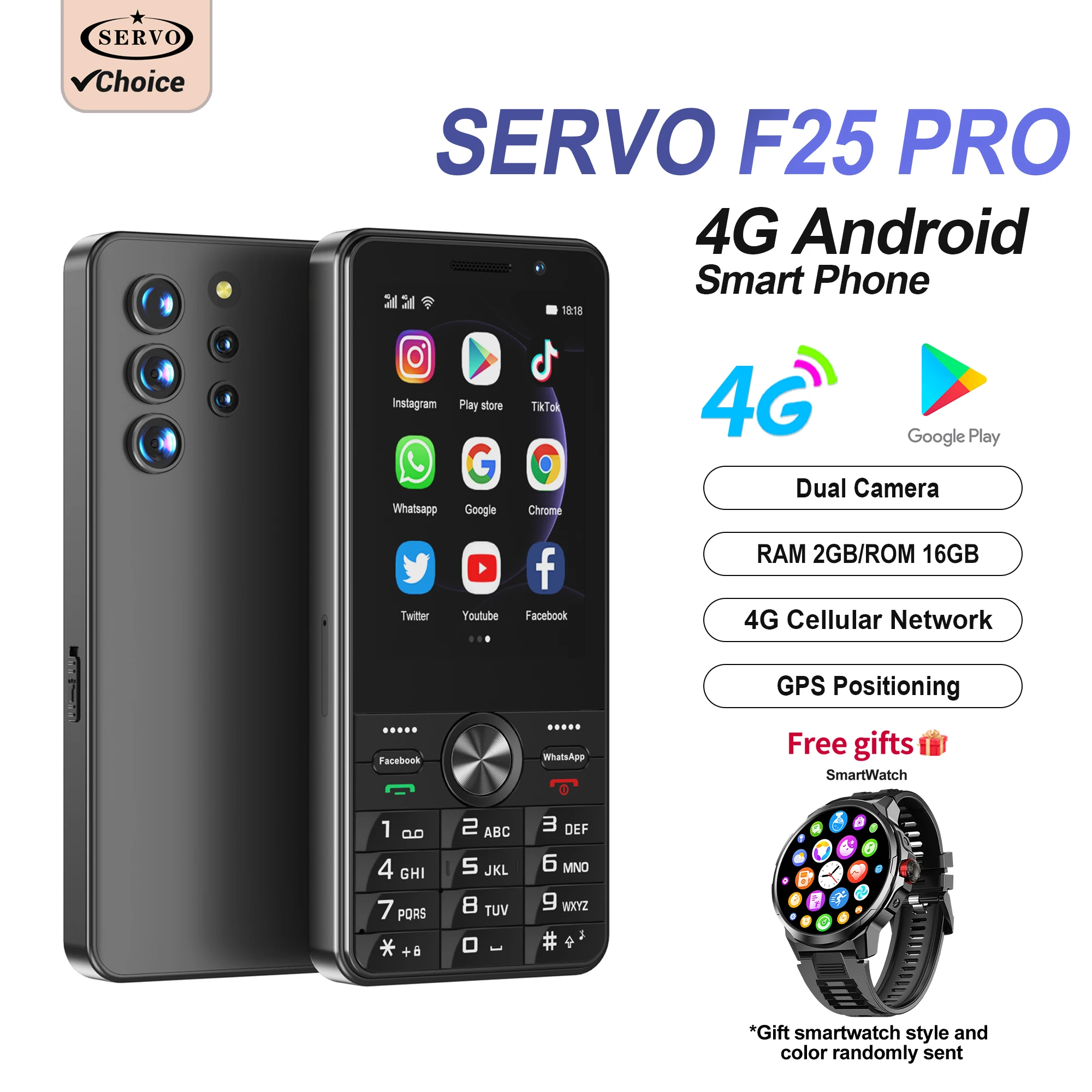 NEUES SERVO F25 PRO 4G LTE Smartphone Android-System 2 SIM-Karten 3,5-Zoll-Display WiFi GPS 2 GB 16 GB Play Store Smartphone 2500 mAh