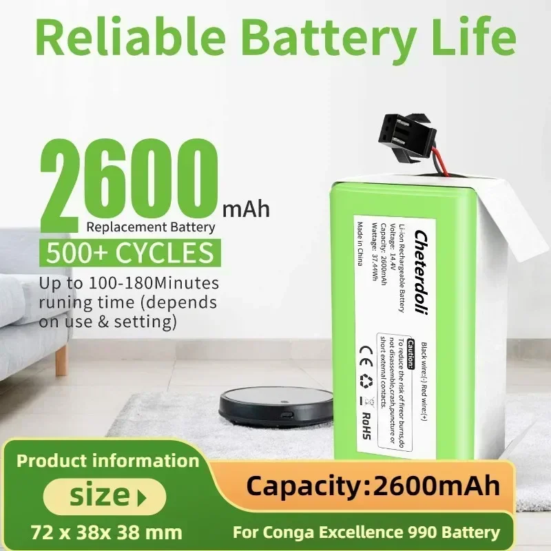 14,8 V 2600 mAh Batterie für Roboter Staubsauger INR18650 M26-4S1P Für Mamibot EXVAC660 DEXP MMB-300 Fusion 150 Neatsvor X500 Image