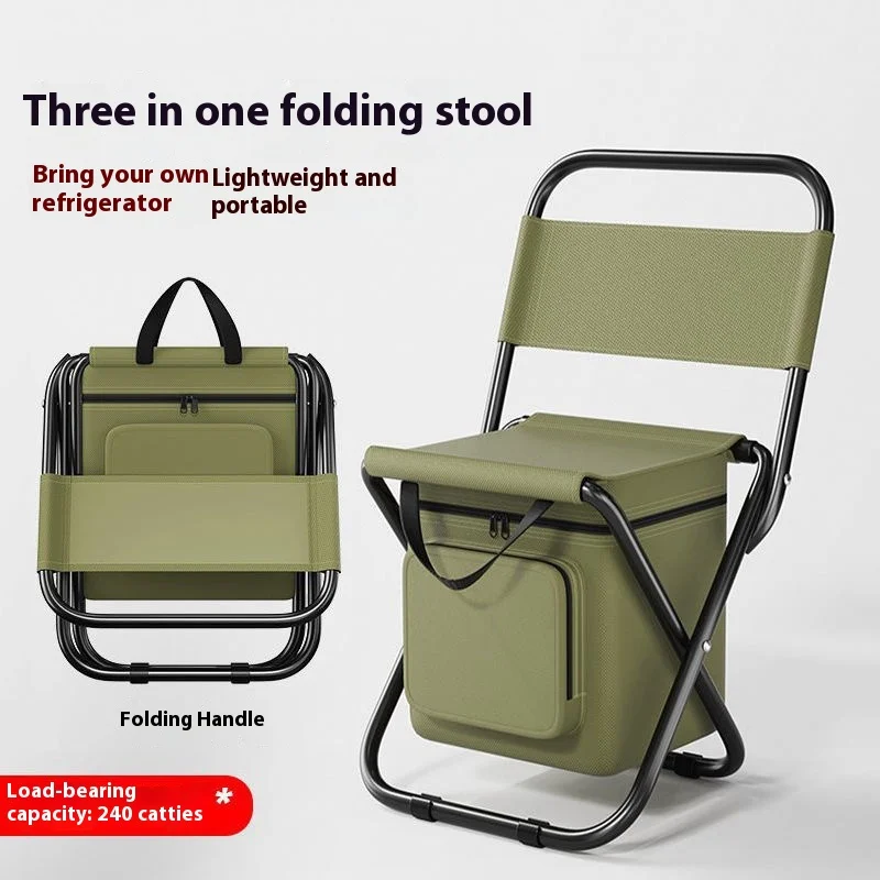 Tragbarer Outdoor-Klappstuhl, Drei-in-Eins-Freizeitstuhl, Outdoor-Camouflage-Pony, Freizeitcamping, Angeln, Eisbeutelstuhl Image