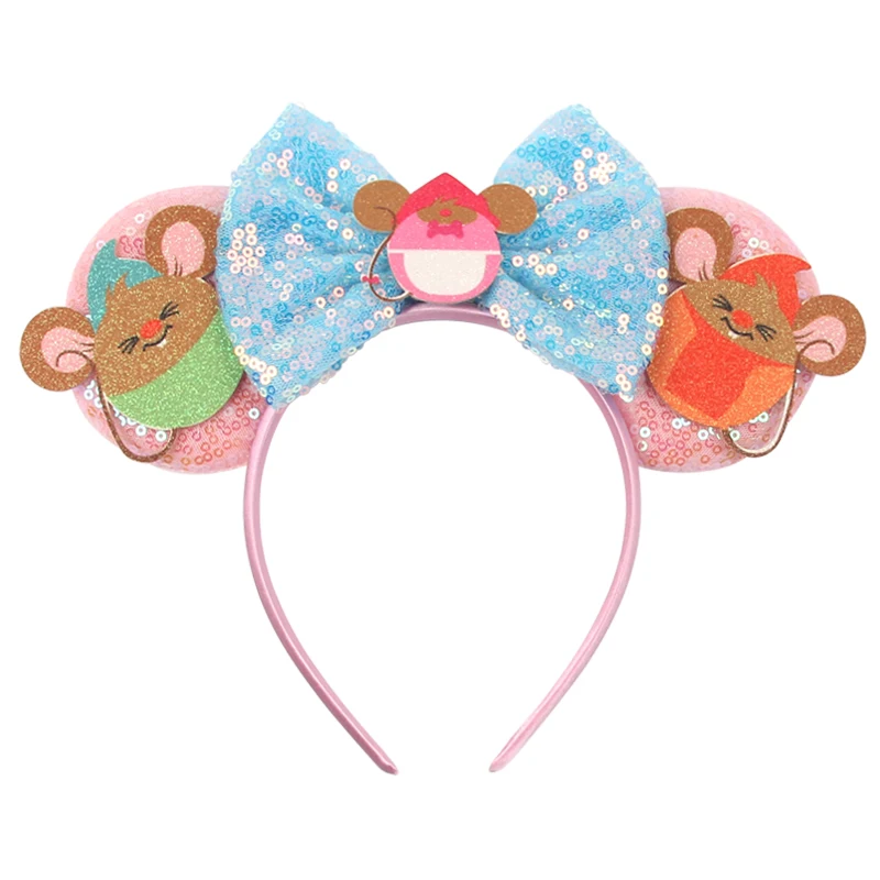Disney Cinderella Mickey Halloween Maus Ohren Stirnband Pailletten Schleife Jungen Mädchen Kopfbedeckung Kind Party Cosplay Cartoon Haarschmuck Image