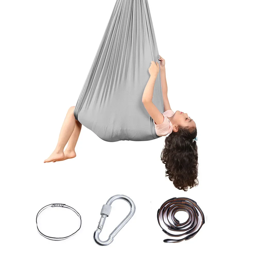 150x280cm Komplettes Set Kinder Home Hängeschaukelsitz Yoga Fitness Hängematte Nylon Elastische Therapie Cuddle Wrap Aerial Yoga Ausrüstung Image