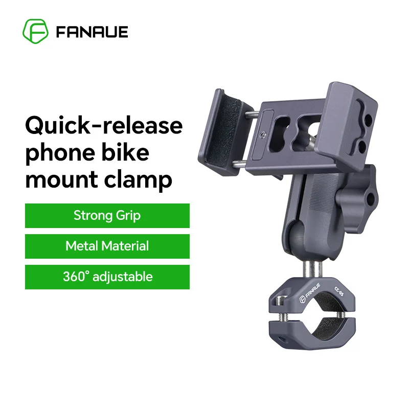 FANAUE Aluminiumlegierung Motorrad Handyhalter Elektrofahrzeug Fahrrad Reiten Navigation Schnellspanner Stoßfeste Halterung Image