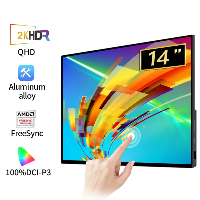 14 Zoll 2K tragbarer Monitor 2240*1400 16:10 100 % DCI-P3 HDR 500Cd/m2 Display-Spielbildschirm für Laptop Mac Phone Xbox PS4/5 Switch Image