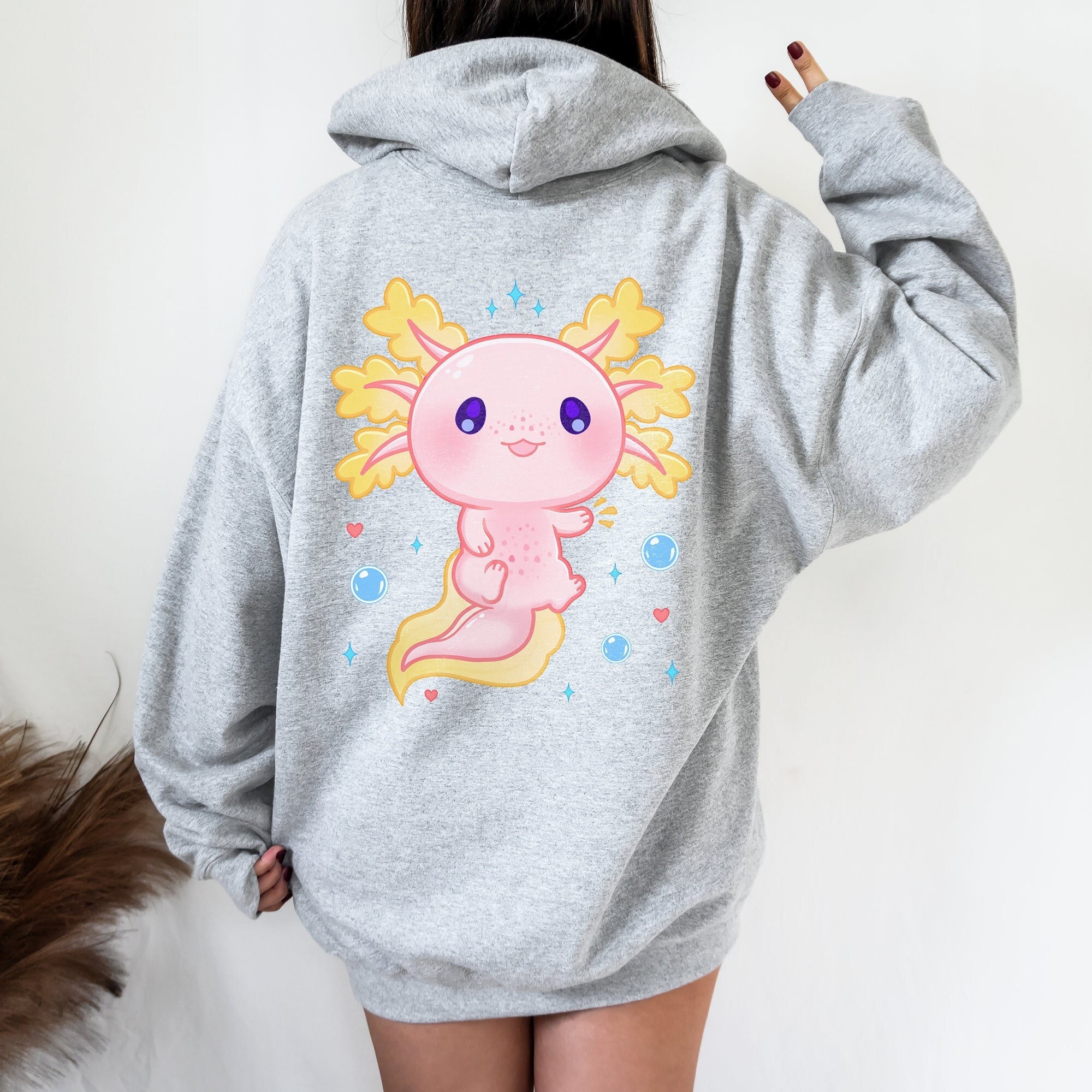 Felpa con cappuccio Axolotl / Vestiti Kawaii / Regalo Amante Axolotl / Felpa con cappuccio salamandra carina / Top Axolotl Kawaii / Felpa con cappucci