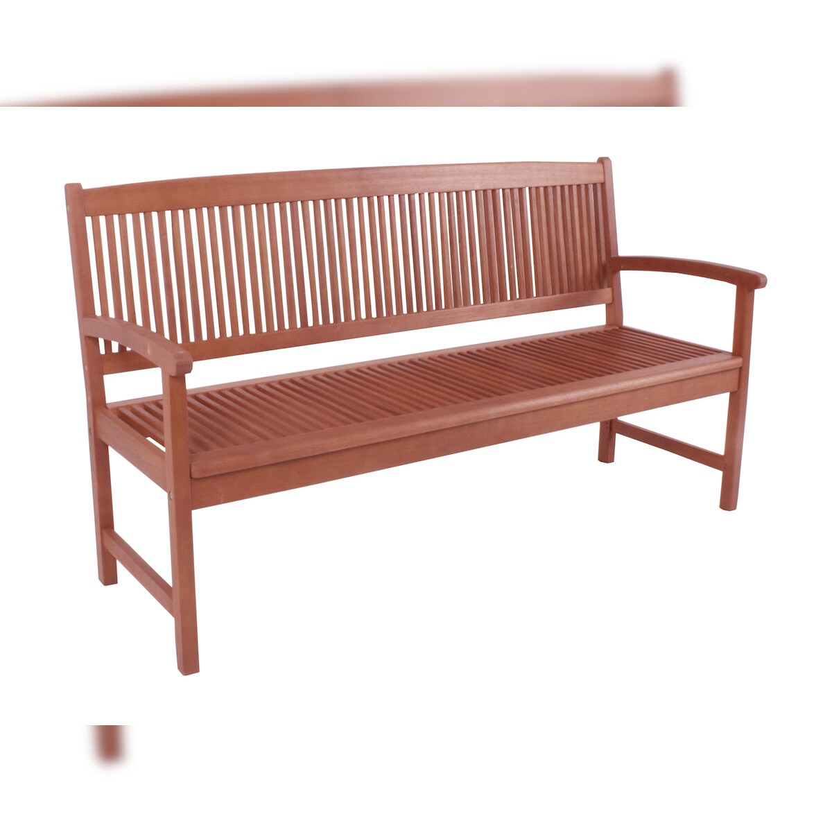DELUKE Gartenbank TOURS 3-Sitzer - 157cm Breit, Eukalyptus, Hellbraun | Terrassenbank Wetterfest Sitzbank Outdoor Bank Image