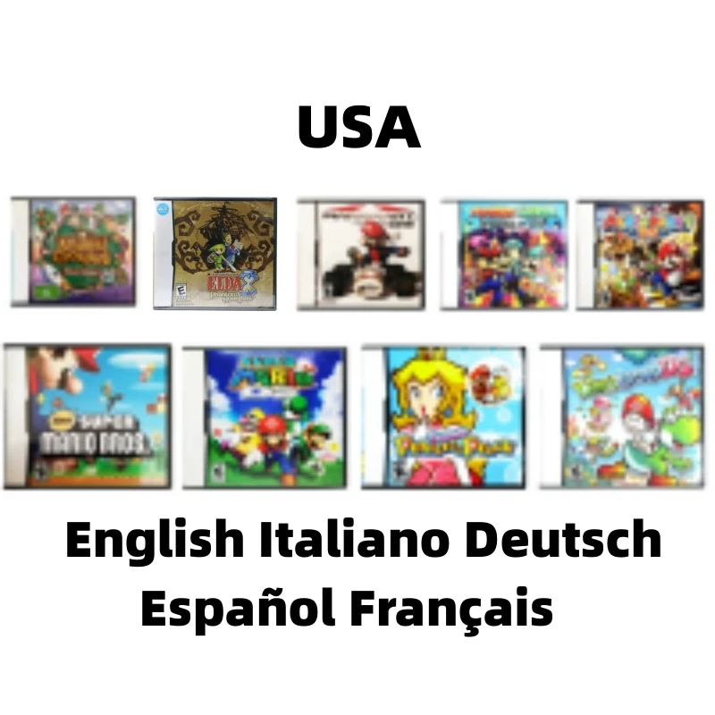 Cartouche de jeu vidéo DS, console de jeu, Mario Bros kart Party 64 DS Peach Yoshis Island Hourglass NDS 2DS 3DS, cinq langues
