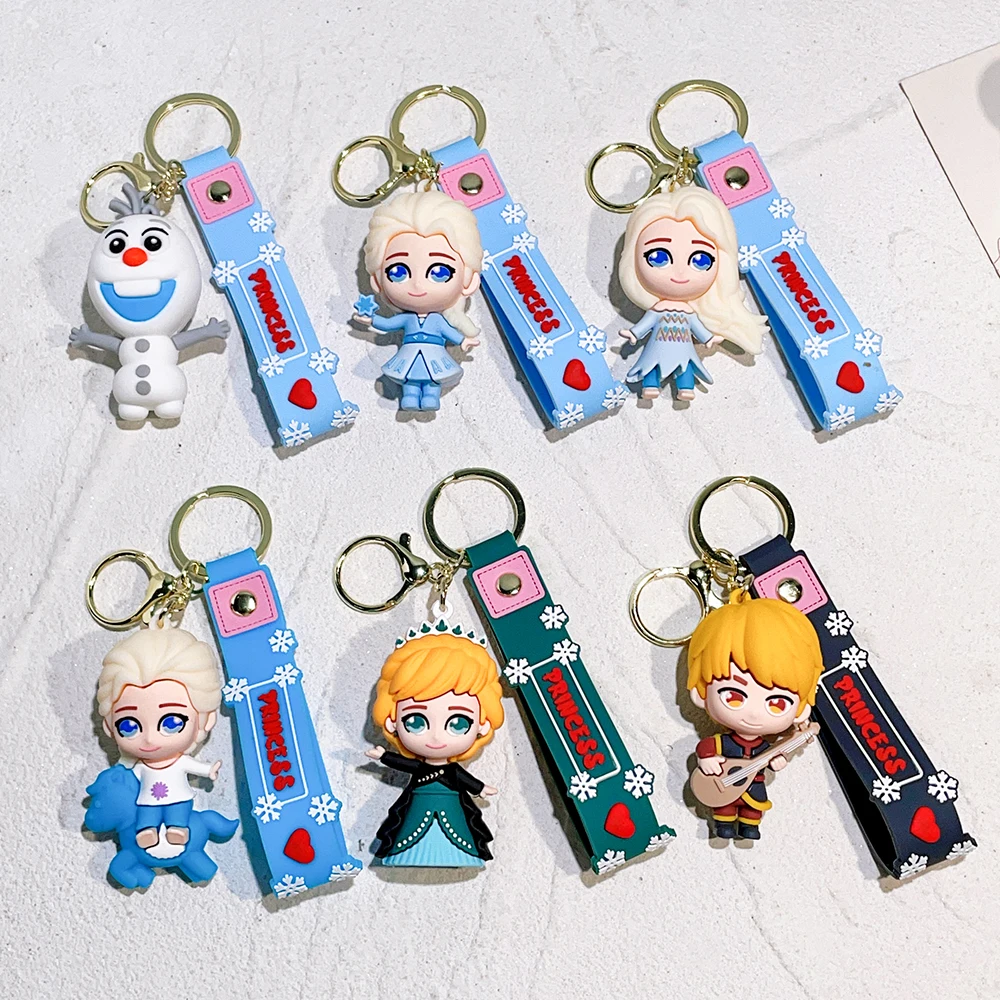 Niedlicher Frozen Prinzessin Elsa Silikon-Schlüsselanhänger, Cartoon-Taschenanhänger, Kreativer Autoschlüsselring Geschenk für Mädchen Image
