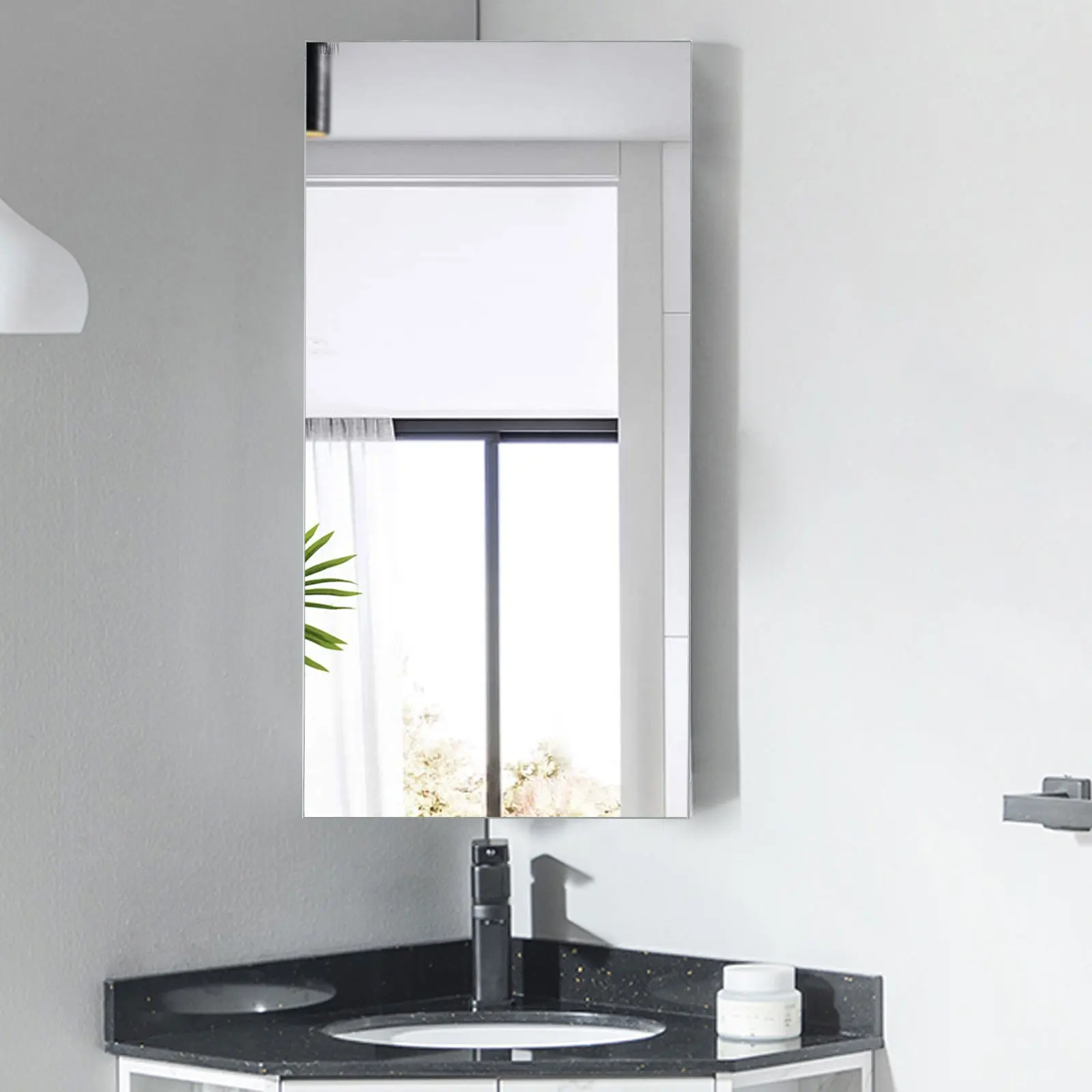 Badezimmerspiegelschrank, 29.5 x 23.5x 60cm Wandschrank, Eckschrank Image