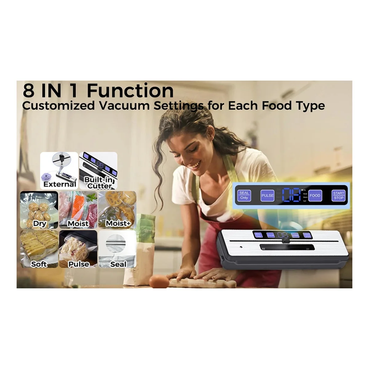 Vakuumiergerät, Lebensmittelversiegelung, Pro, Lebensmittelkonservierung, EU-Stecker Image