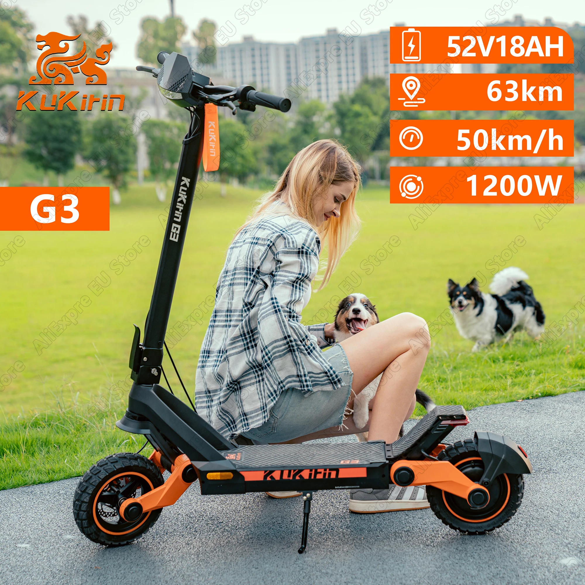 KuKirin G3 Elektroroller 1200 W Motor 52 V 18 Ah Batterie LED Touch Display E-Scooter 10 Zoll Offroad Tubeless Reifen EScooter Image