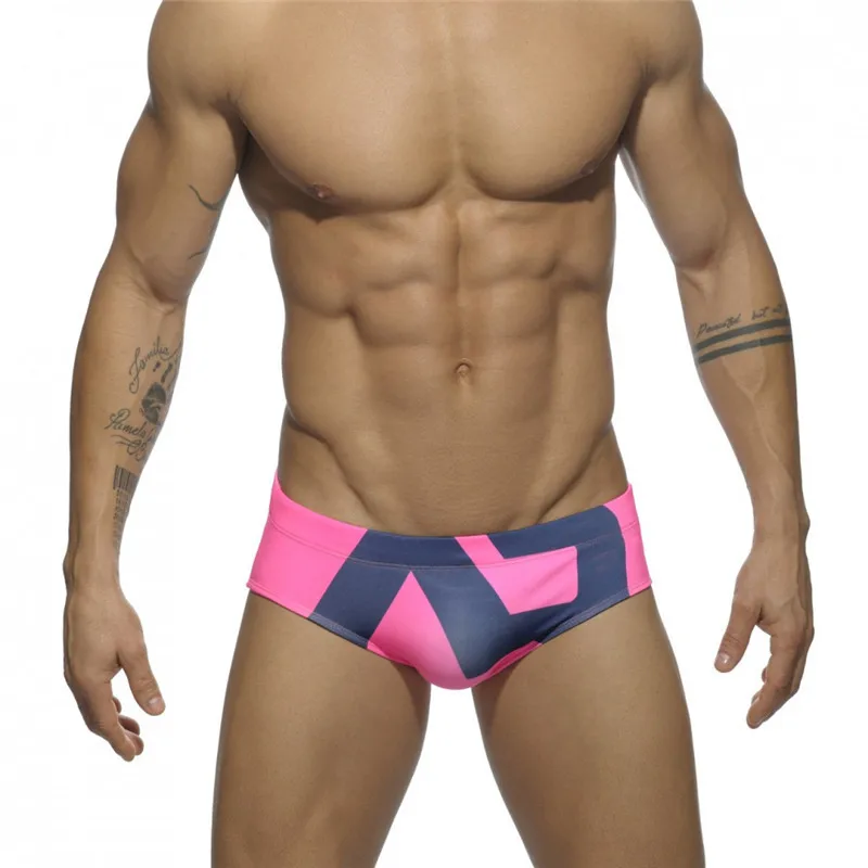 Beach Spot Herren-Badeanzug, Triangel-Cup-Badeanzug, europäischer und amerikanischer Badeanzug mit niedriger Taille, ultrafeine, bedruckte Shorts aus Nylon, S045 Image