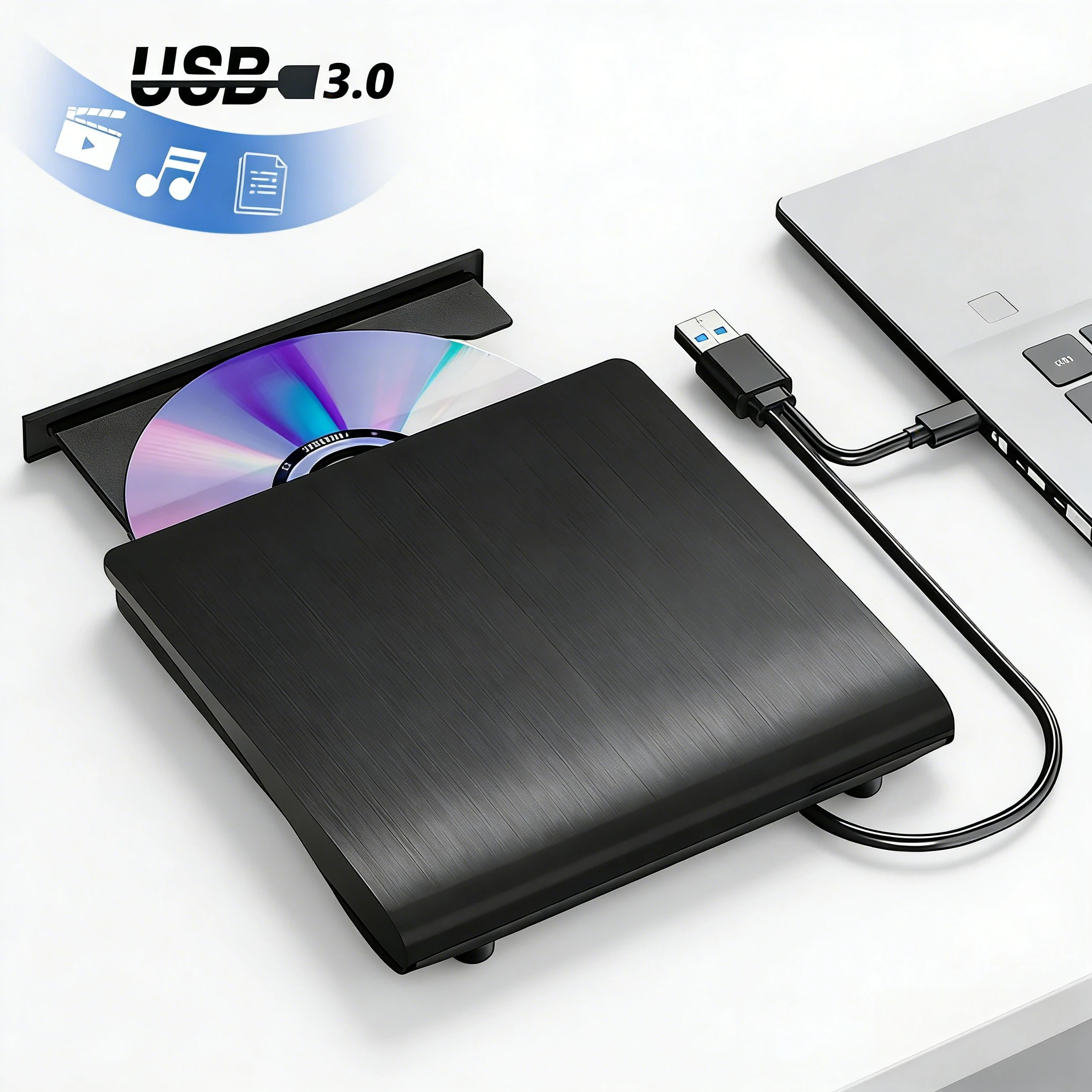 Externes USB 3.0 USB C Tragbares CD DVD RW Optisches Laufwerk Lesebrenner für Laptop PC Windows 10 11 Linux OS Mac Image