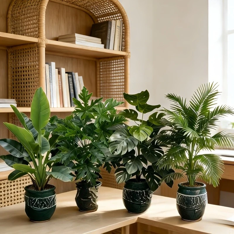 4-teilige Große Künstliche Areca-Palme mit 48 Blättern Tropische Topfpflanzen Geeignet für Innenraum-Gartendekoration Image